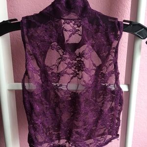 Magenta Lace sheer crop top